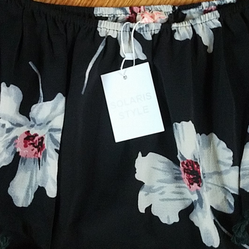 Solaris off the shoulder tube floral crop top s - Picture 2 of 4